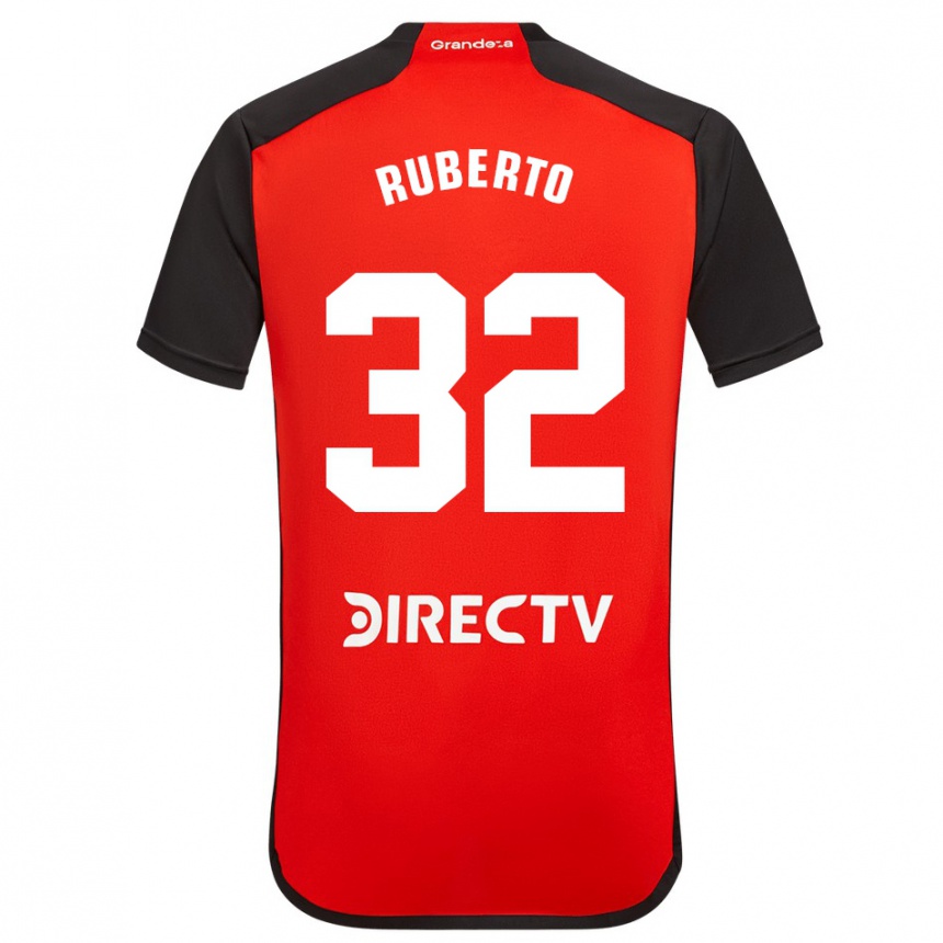 Gyermek Labdarúgás Agustín Ruberto #32 Piros Fekete Fehér Idegenbeli Jersey 2024/25 Mez Póló Ing