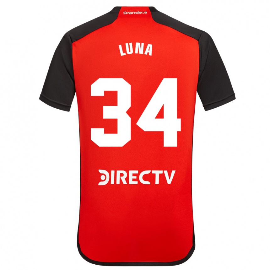 Gyermek Labdarúgás Jonás Luna #34 Piros Fekete Fehér Idegenbeli Jersey 2024/25 Mez Póló Ing