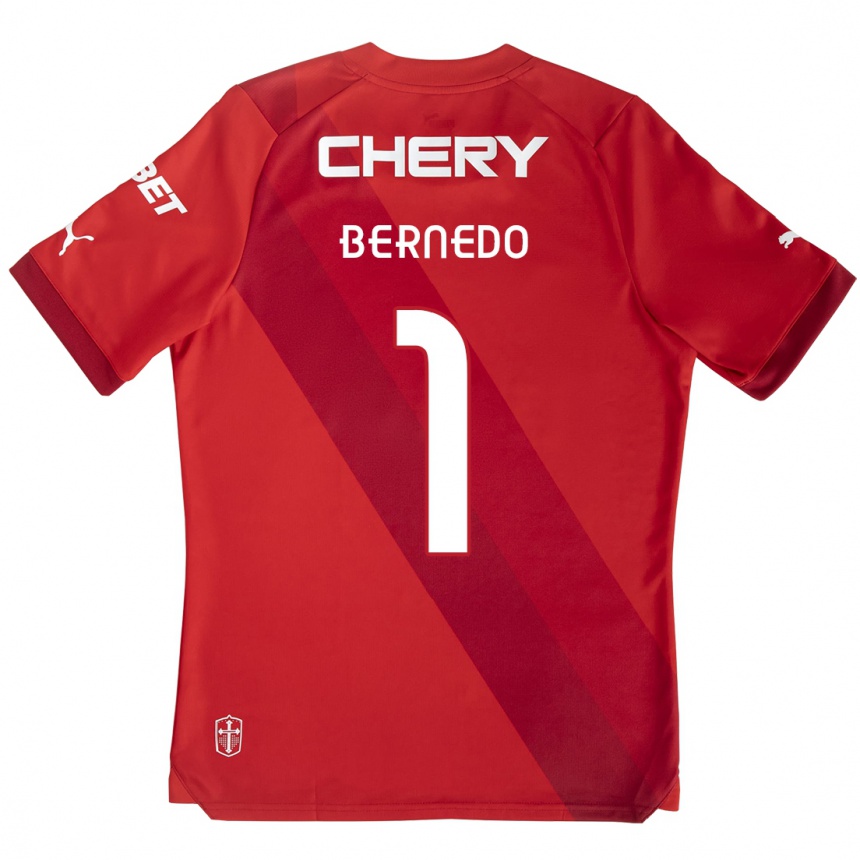 Gyermek Labdarúgás Vicente Bernedo #1 Piros Fehér Idegenbeli Jersey 2024/25 Mez Póló Ing