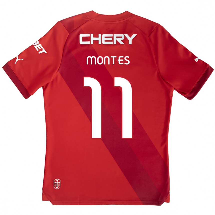 Gyermek Labdarúgás Clemente Montes #11 Piros Fehér Idegenbeli Jersey 2024/25 Mez Póló Ing