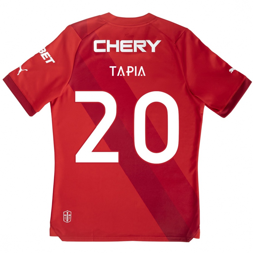 Gyermek Labdarúgás Gonzalo Tapia #20 Piros Fehér Idegenbeli Jersey 2024/25 Mez Póló Ing