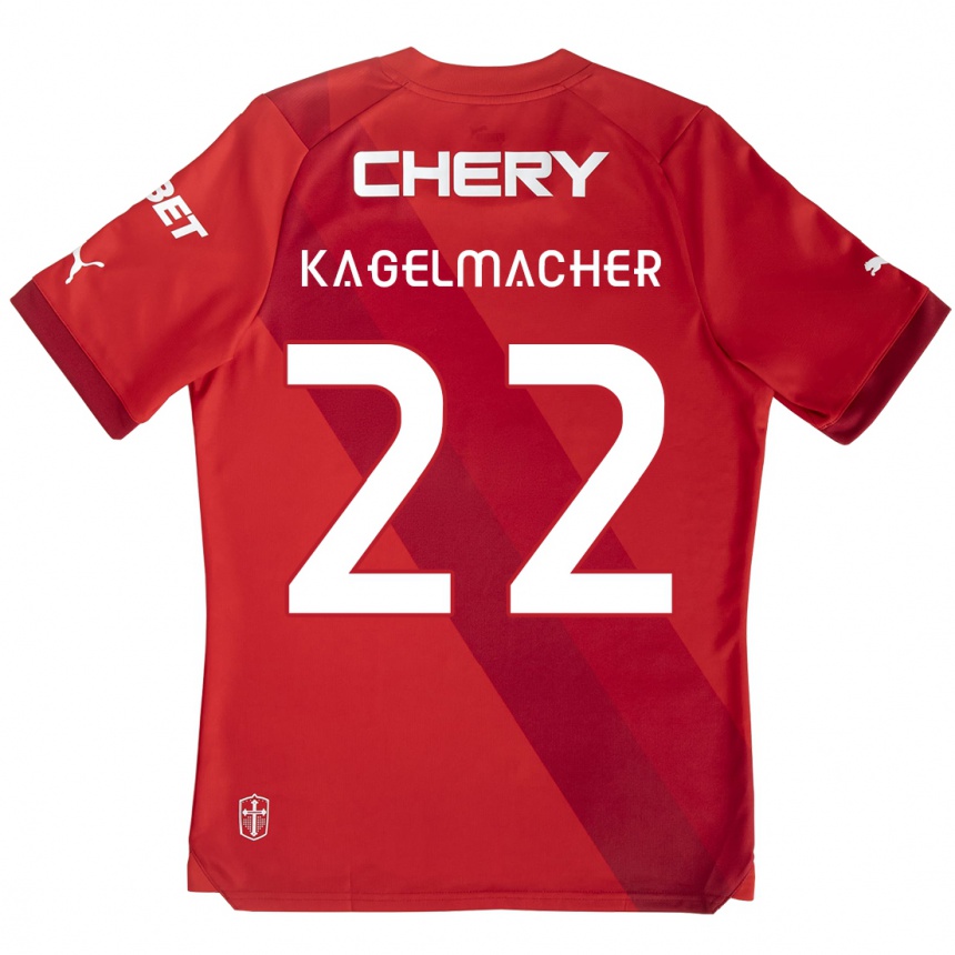 Gyermek Labdarúgás Gary Kagelmacher #22 Piros Fehér Idegenbeli Jersey 2024/25 Mez Póló Ing