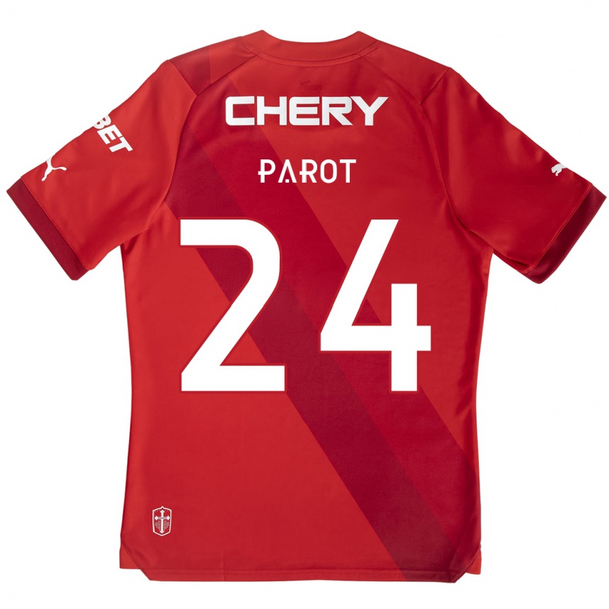 Gyermek Labdarúgás Alfonso Parot #24 Piros Fehér Idegenbeli Jersey 2024/25 Mez Póló Ing