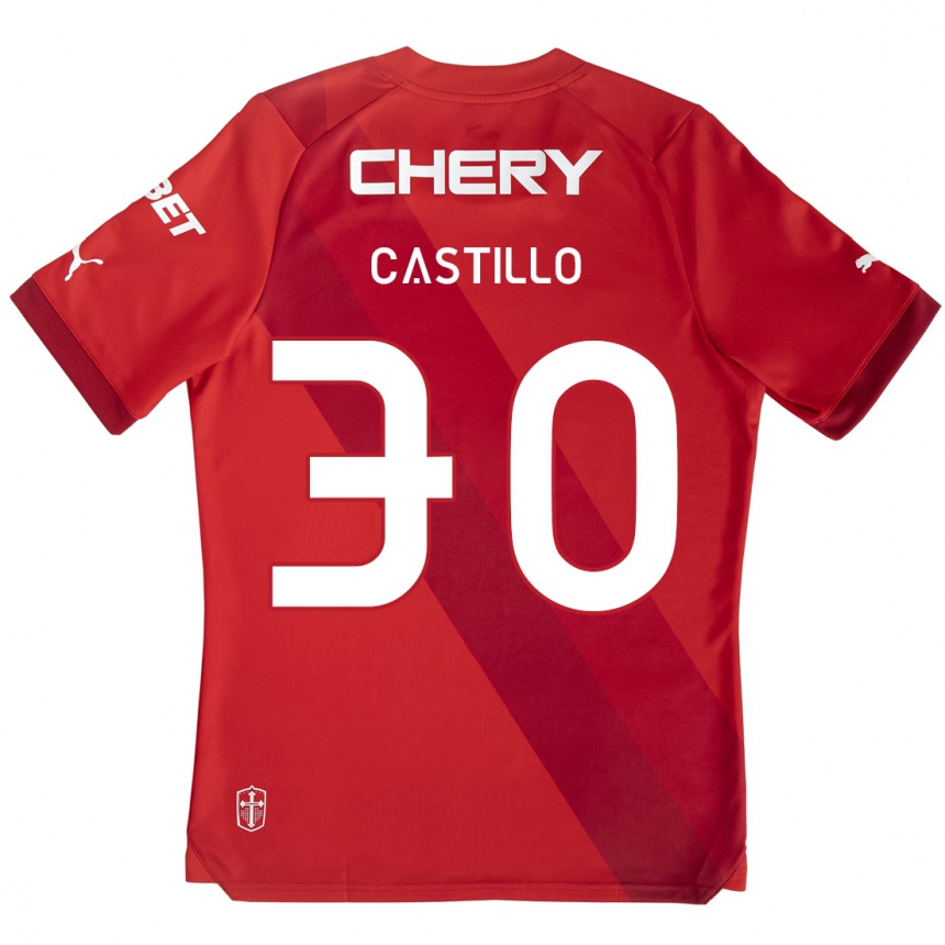 Gyermek Labdarúgás Nicolás Castillo #30 Piros Fehér Idegenbeli Jersey 2024/25 Mez Póló Ing