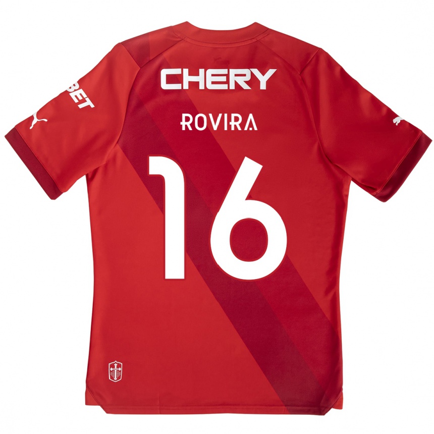 Gyermek Labdarúgás Brayan Rovira #16 Piros Fehér Idegenbeli Jersey 2024/25 Mez Póló Ing