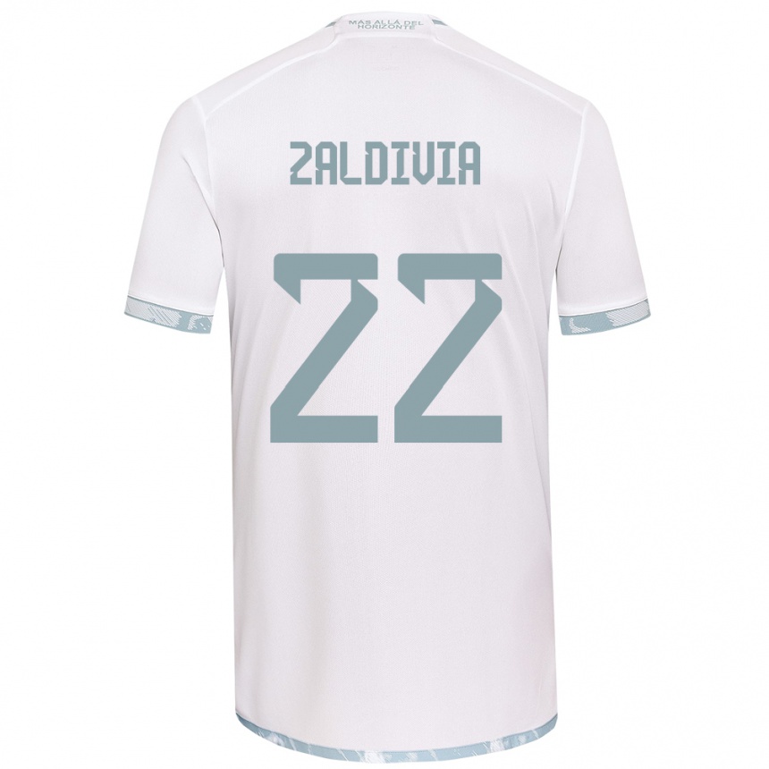 Gyermek Labdarúgás Matías Zaldivia #22 Fehér Szürke Idegenbeli Jersey 2024/25 Mez Póló Ing