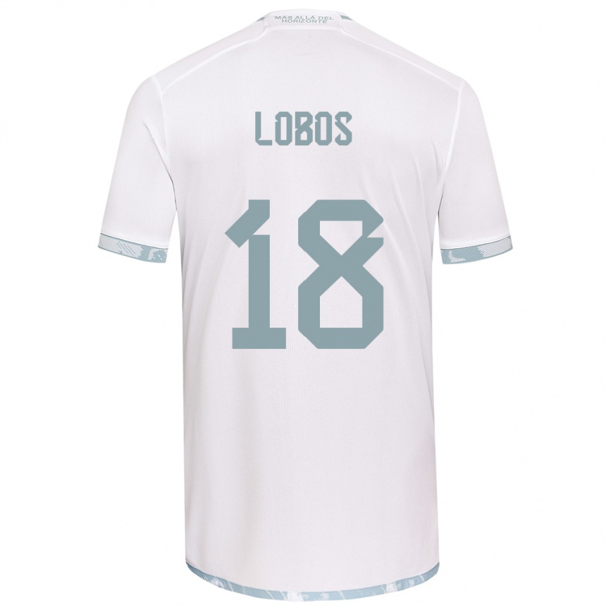 Gyermek Labdarúgás Franco Lobos #18 Fehér Szürke Idegenbeli Jersey 2024/25 Mez Póló Ing