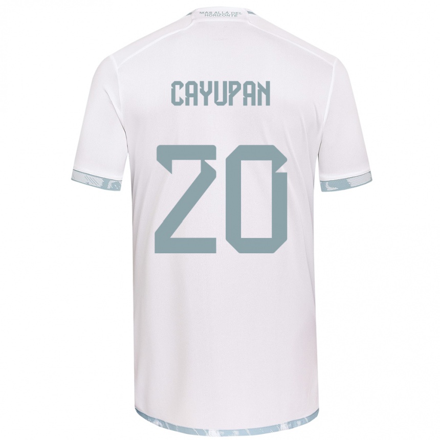 Gyermek Labdarúgás Natalia Cayupán #20 Fehér Szürke Idegenbeli Jersey 2024/25 Mez Póló Ing