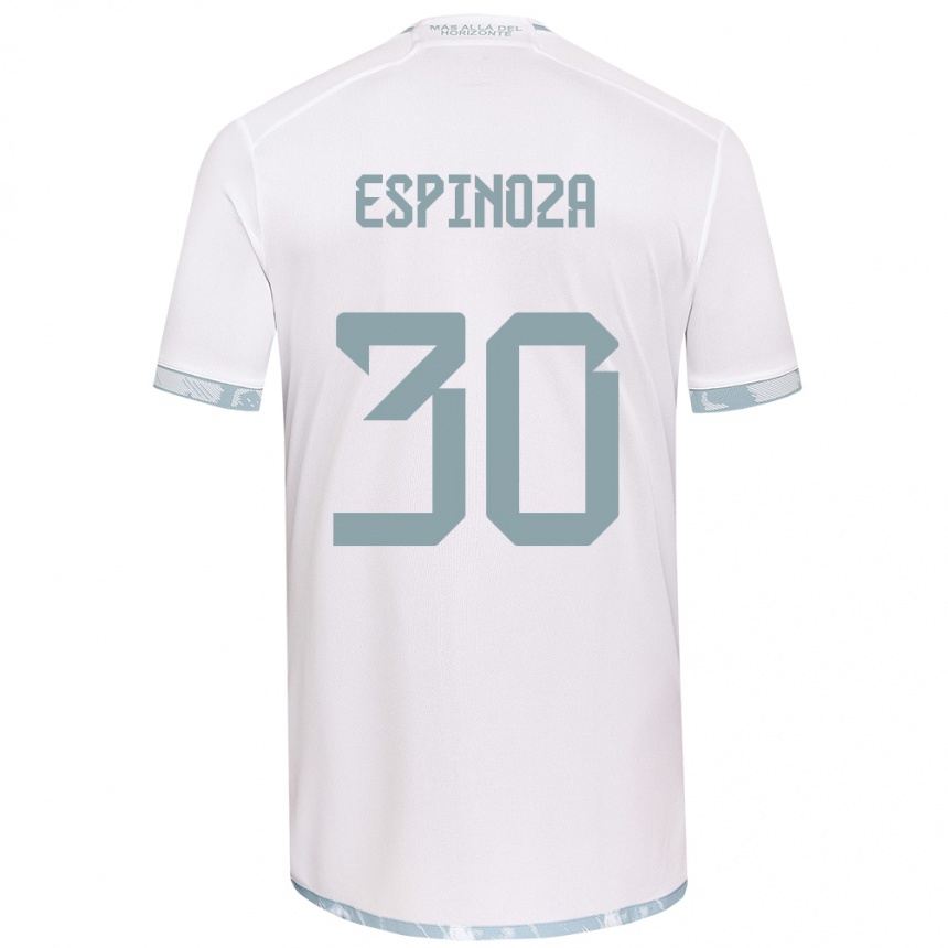 Gyermek Labdarúgás Isidora Espinoza #30 Fehér Szürke Idegenbeli Jersey 2024/25 Mez Póló Ing