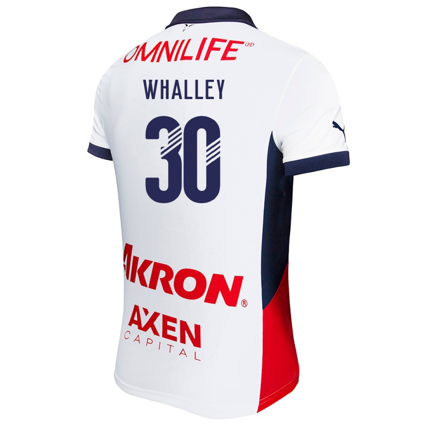 Gyermek Labdarúgás Óscar Whalley #30 Fehér Piros Kék Idegenbeli Jersey 2024/25 Mez Póló Ing