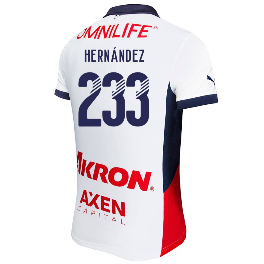 Gyermek Labdarúgás Zinedine Hernández #233 Fehér Piros Kék Idegenbeli Jersey 2024/25 Mez Póló Ing