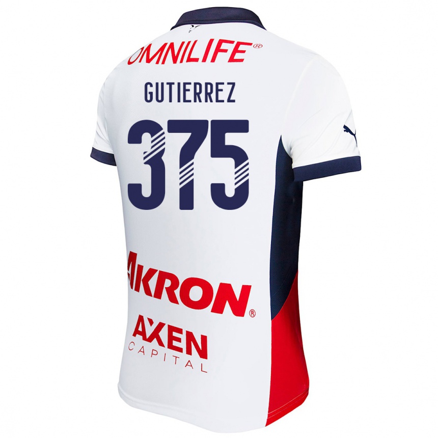 Gyermek Labdarúgás Gerson Gutiérrez #375 Fehér Piros Kék Idegenbeli Jersey 2024/25 Mez Póló Ing