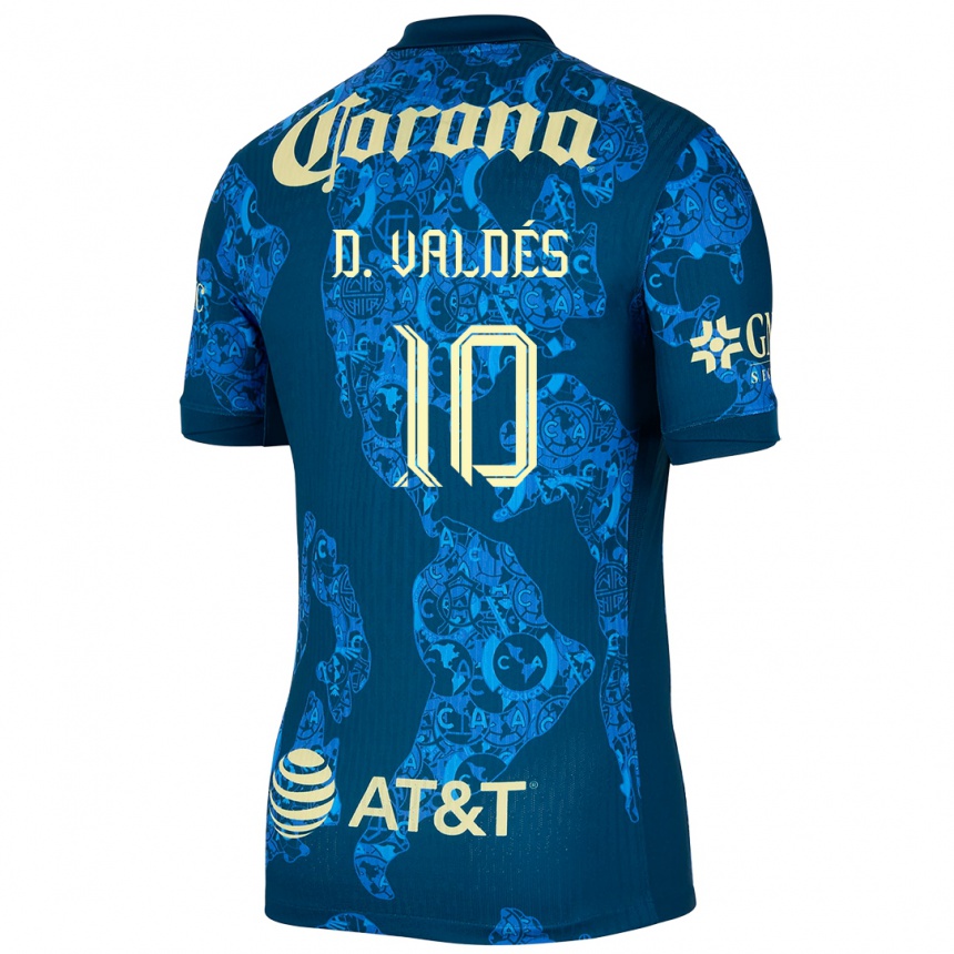 Gyermek Labdarúgás Diego Valdés #10 Kék Sárga Idegenbeli Jersey 2024/25 Mez Póló Ing