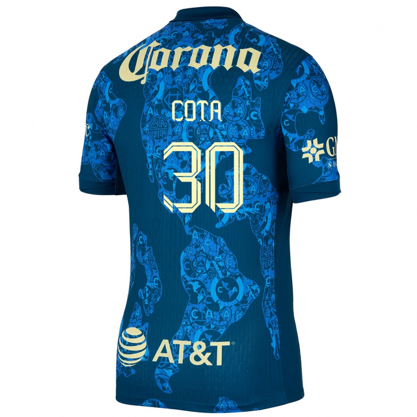 Gyermek Labdarúgás Rodolfo Cota #30 Kék Sárga Idegenbeli Jersey 2024/25 Mez Póló Ing