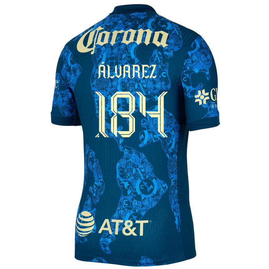 Gyermek Labdarúgás Antonio Álvarez #184 Kék Sárga Idegenbeli Jersey 2024/25 Mez Póló Ing