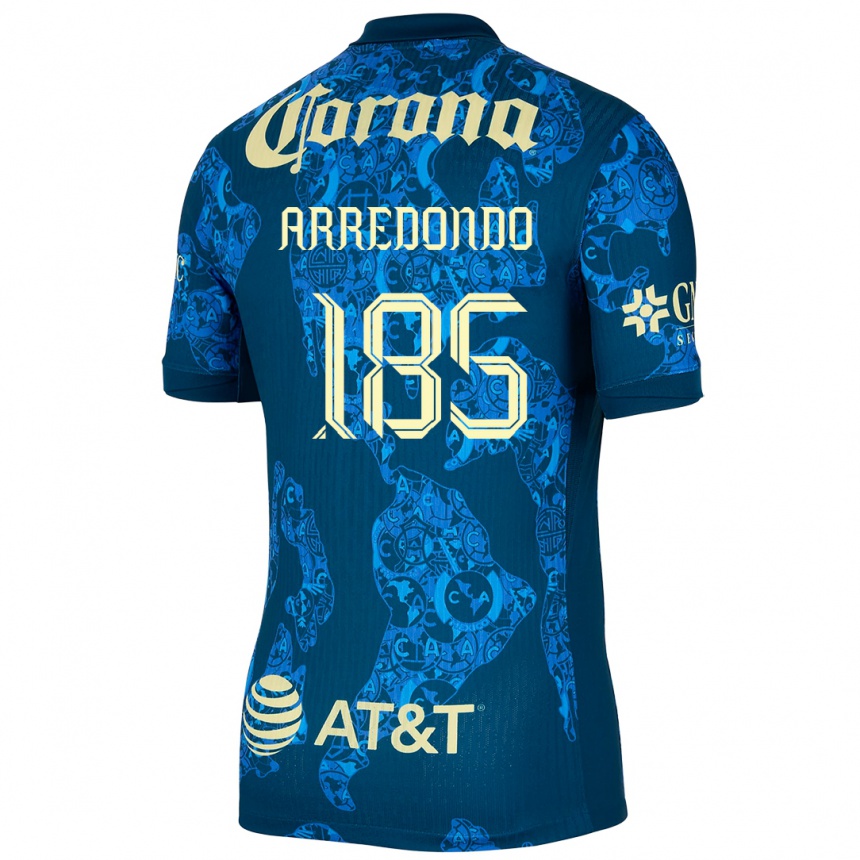 Gyermek Labdarúgás Aarón Arredondo #185 Kék Sárga Idegenbeli Jersey 2024/25 Mez Póló Ing