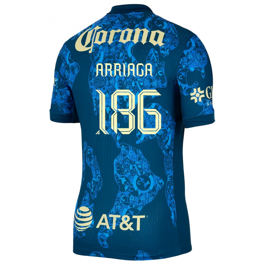 Gyermek Labdarúgás Diego Arriaga #186 Kék Sárga Idegenbeli Jersey 2024/25 Mez Póló Ing