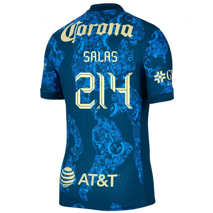 Gyermek Labdarúgás Patricio Salas #214 Kék Sárga Idegenbeli Jersey 2024/25 Mez Póló Ing