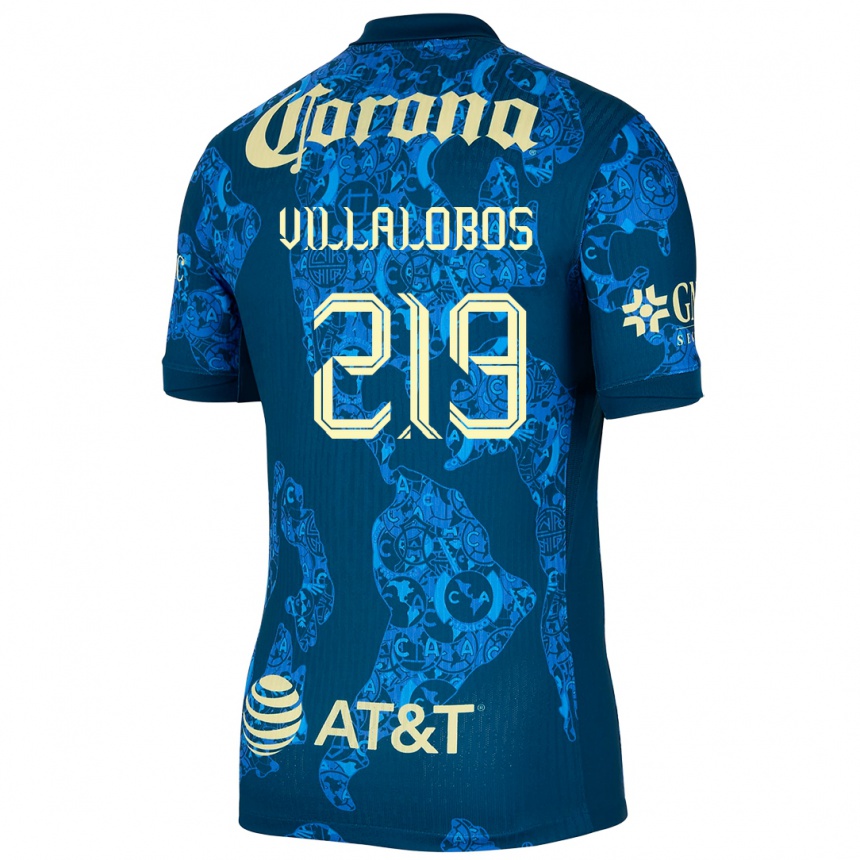 Gyermek Labdarúgás Patricio Villalobos #219 Kék Sárga Idegenbeli Jersey 2024/25 Mez Póló Ing