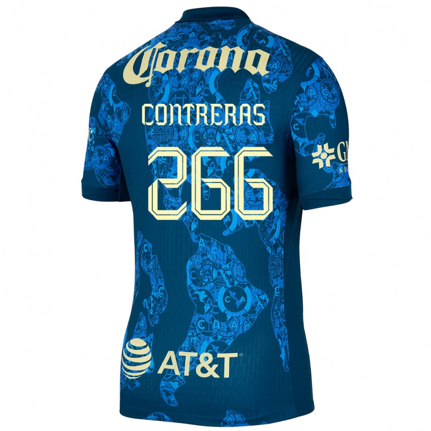 Gyermek Labdarúgás Ángel Contreras #266 Kék Sárga Idegenbeli Jersey 2024/25 Mez Póló Ing