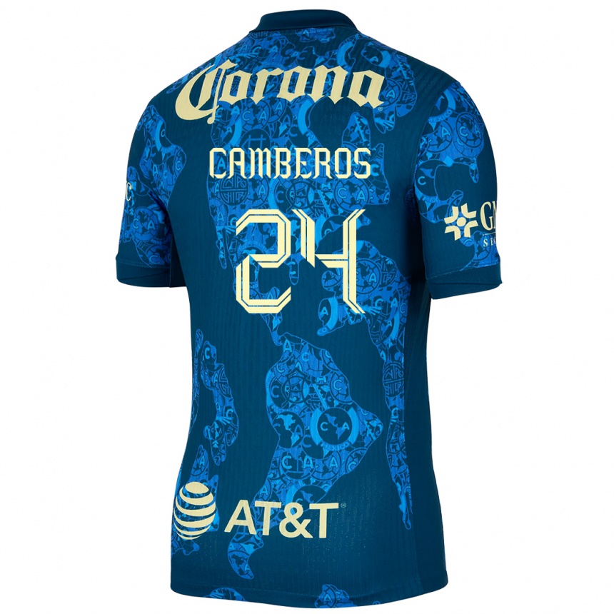 Gyermek Labdarúgás Scarlett Camberos #24 Kék Sárga Idegenbeli Jersey 2024/25 Mez Póló Ing