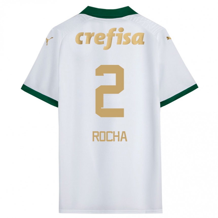 Gyermek Labdarúgás Marcos Rocha #2 Fehér Zöld Idegenbeli Jersey 2024/25 Mez Póló Ing