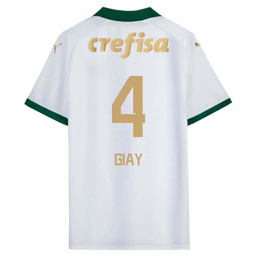 Gyermek Labdarúgás Agustín Giay #4 Fehér Zöld Idegenbeli Jersey 2024/25 Mez Póló Ing