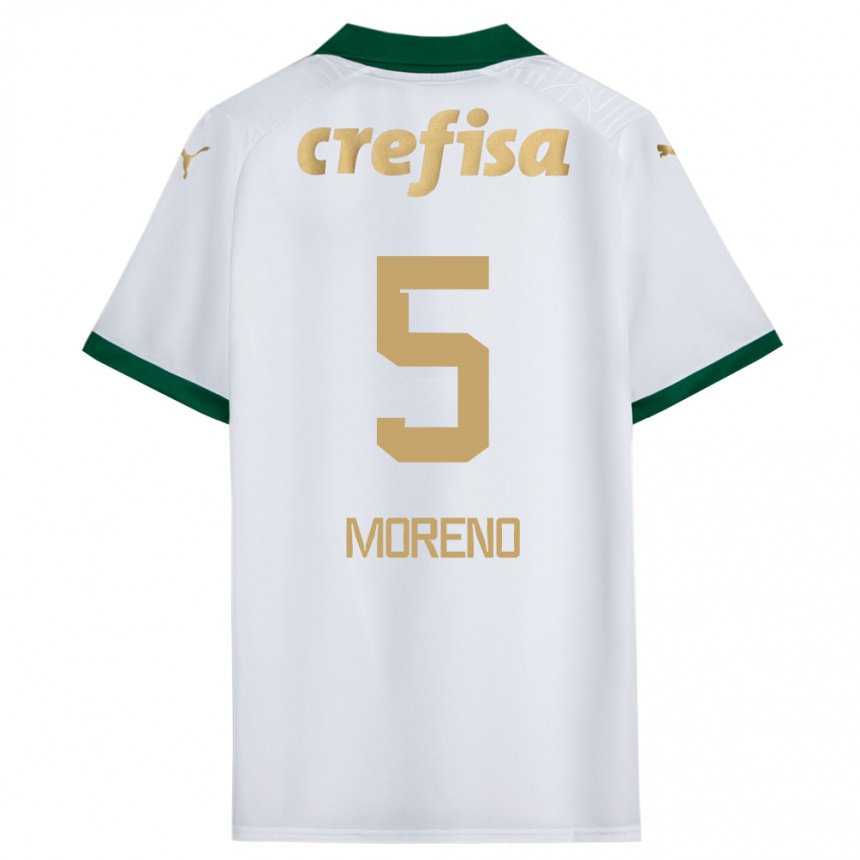 Gyermek Labdarúgás Aníbal Moreno #5 Fehér Zöld Idegenbeli Jersey 2024/25 Mez Póló Ing