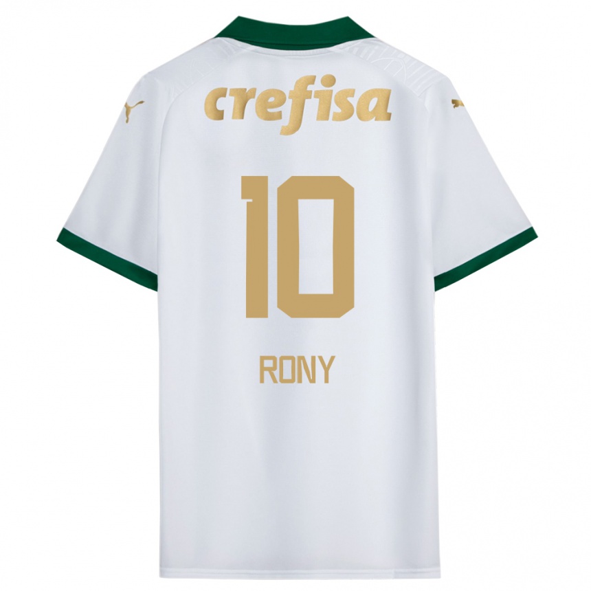 Gyermek Labdarúgás Rony #10 Fehér Zöld Idegenbeli Jersey 2024/25 Mez Póló Ing