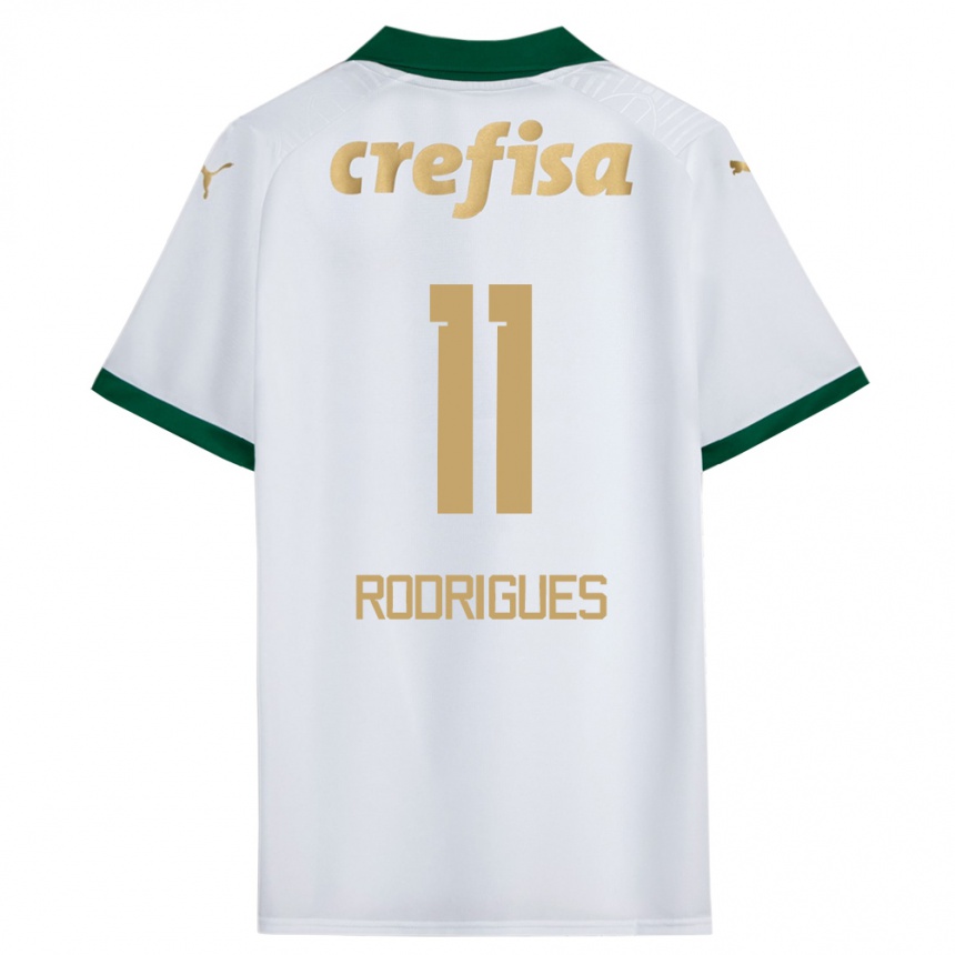 Gyermek Labdarúgás Bruno Rodrigues #11 Fehér Zöld Idegenbeli Jersey 2024/25 Mez Póló Ing