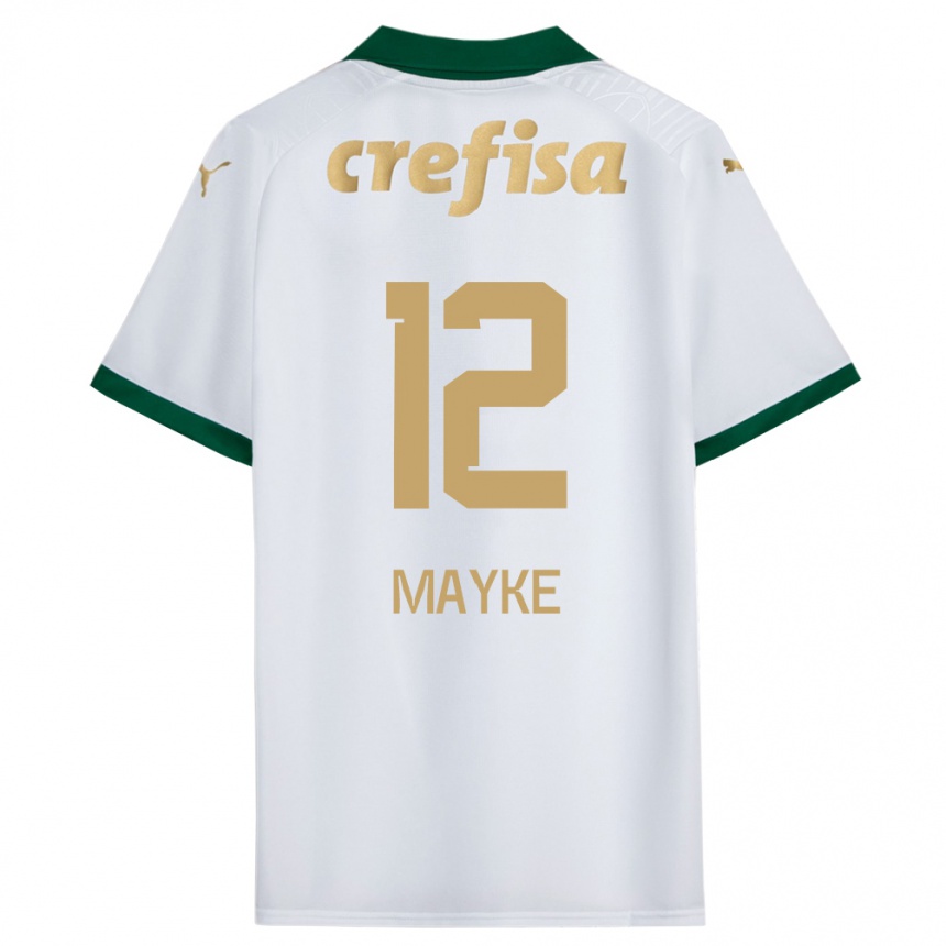 Gyermek Labdarúgás Mayke #12 Fehér Zöld Idegenbeli Jersey 2024/25 Mez Póló Ing