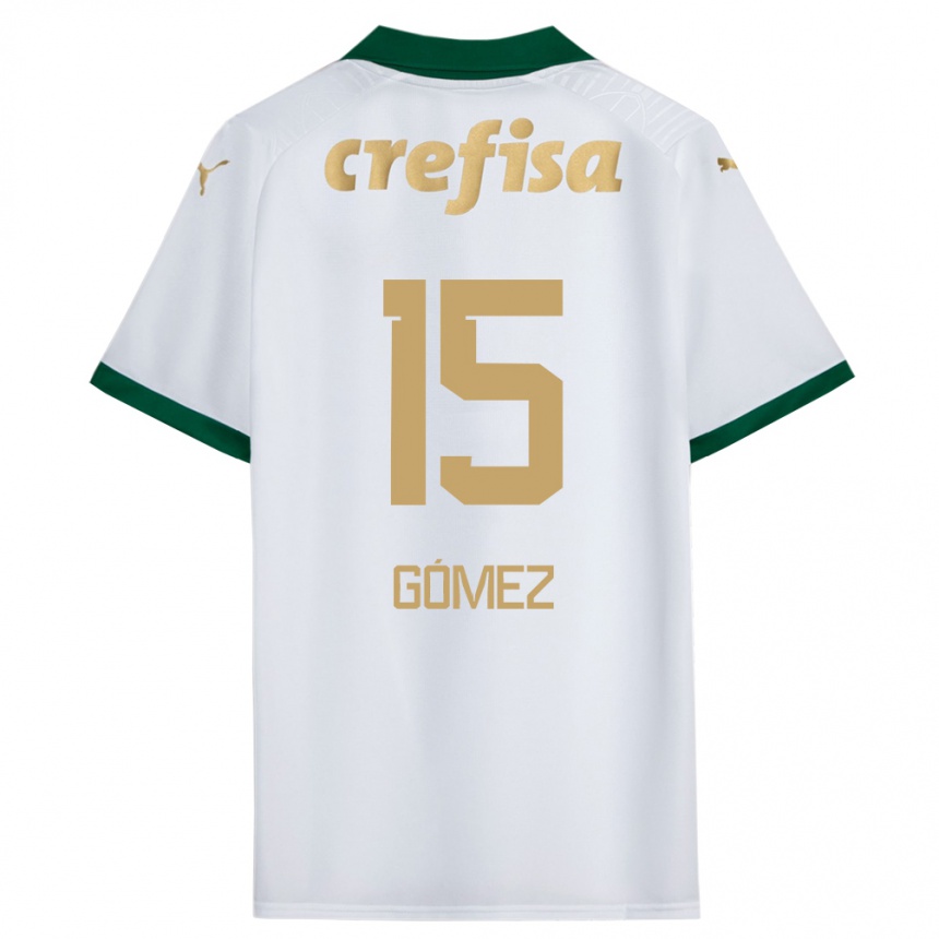 Gyermek Labdarúgás Gustavo Gómez #15 Fehér Zöld Idegenbeli Jersey 2024/25 Mez Póló Ing