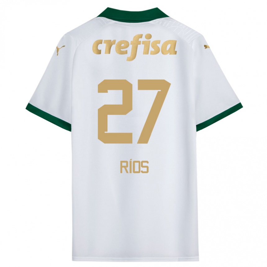 Gyermek Labdarúgás Richard Ríos #27 Fehér Zöld Idegenbeli Jersey 2024/25 Mez Póló Ing