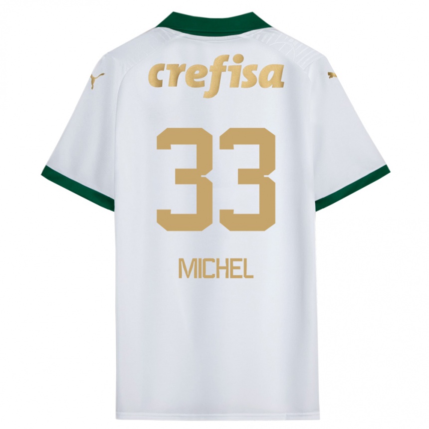 Gyermek Labdarúgás Michel #33 Fehér Zöld Idegenbeli Jersey 2024/25 Mez Póló Ing