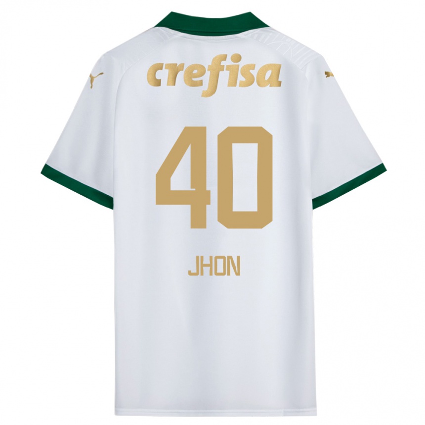 Gyermek Labdarúgás Jhon Jhon #40 Fehér Zöld Idegenbeli Jersey 2024/25 Mez Póló Ing