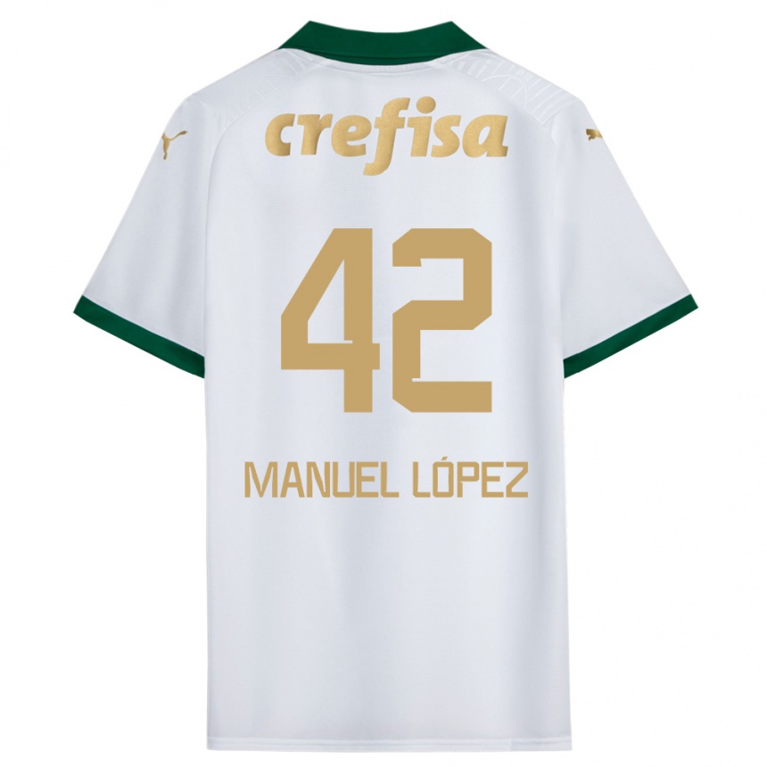 Gyermek Labdarúgás José Manuel López #42 Fehér Zöld Idegenbeli Jersey 2024/25 Mez Póló Ing