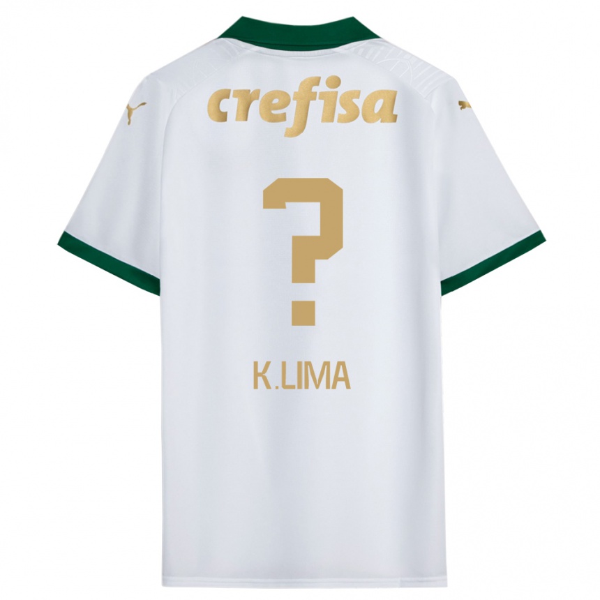 Gyermek Labdarúgás Kauan Lima #0 Fehér Zöld Idegenbeli Jersey 2024/25 Mez Póló Ing