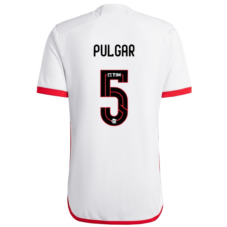 Gyermek Labdarúgás Erick Pulgar #5 Fehér Piros Idegenbeli Jersey 2024/25 Mez Póló Ing