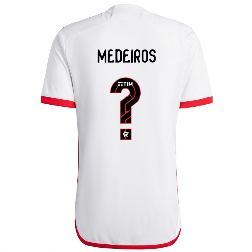 Gyermek Labdarúgás Thiago Medeiros #0 Fehér Piros Idegenbeli Jersey 2024/25 Mez Póló Ing