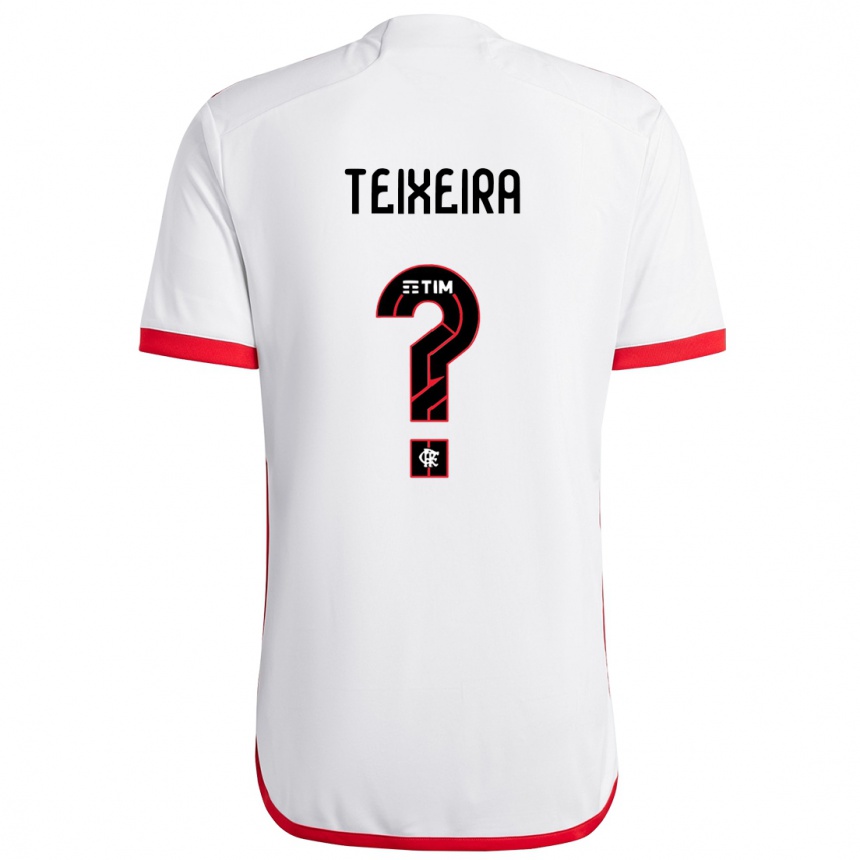 Gyermek Labdarúgás Guilherme Teixeira #0 Fehér Piros Idegenbeli Jersey 2024/25 Mez Póló Ing