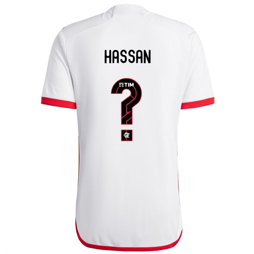 Gyermek Labdarúgás Haruna Hassan #0 Fehér Piros Idegenbeli Jersey 2024/25 Mez Póló Ing