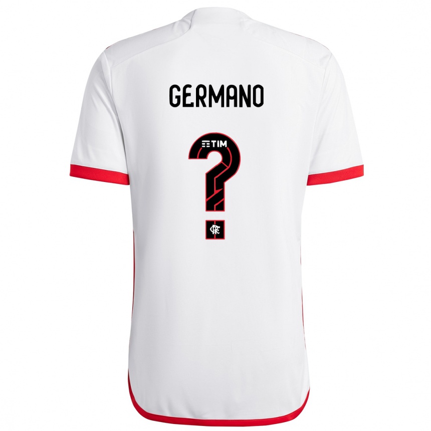 Gyermek Labdarúgás Germano #0 Fehér Piros Idegenbeli Jersey 2024/25 Mez Póló Ing