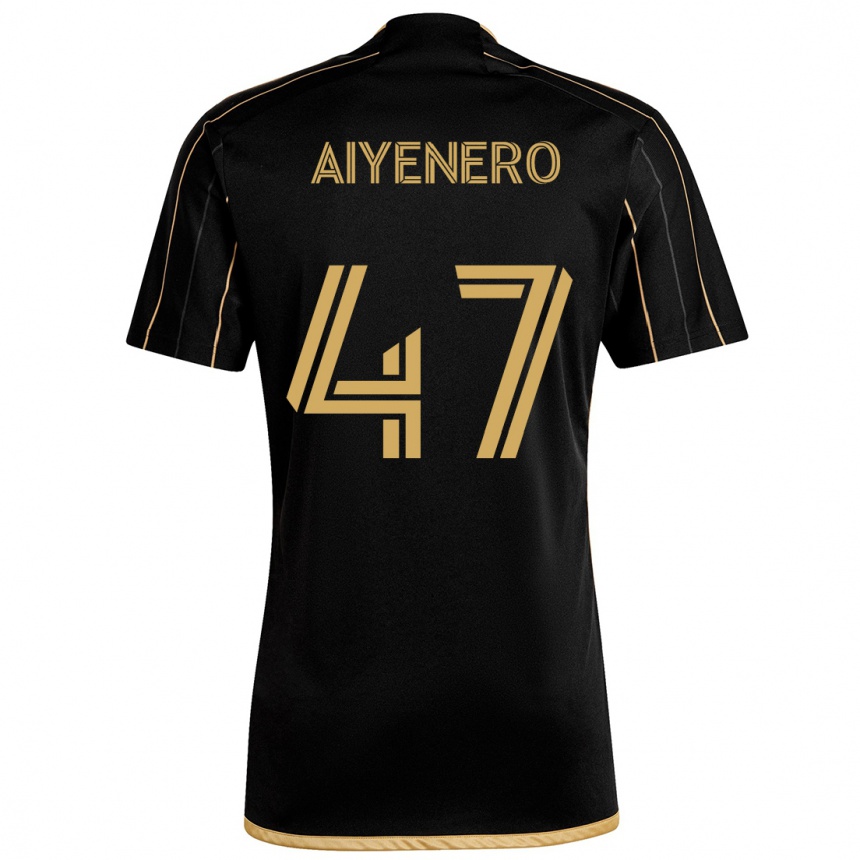 Férfi Labdarúgás Marius Aiyenero #47 Fekete Arany Hazai Jersey 2024/25 Mez Póló Ing