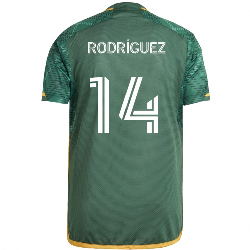 Férfi Labdarúgás Jonathan Rodriguez #14 Zöld Narancs Hazai Jersey 2024/25 Mez Póló Ing