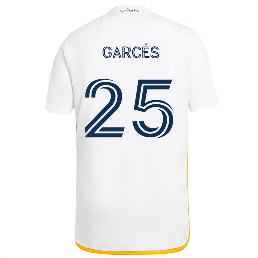 Férfi Labdarúgás Carlos Garcés #25 Fehér Sárga Hazai Jersey 2024/25 Mez Póló Ing