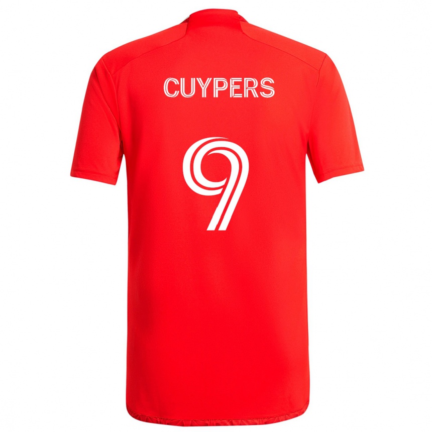 Férfi Labdarúgás Hugo Cuypers #9 Piros Fehér Hazai Jersey 2024/25 Mez Póló Ing