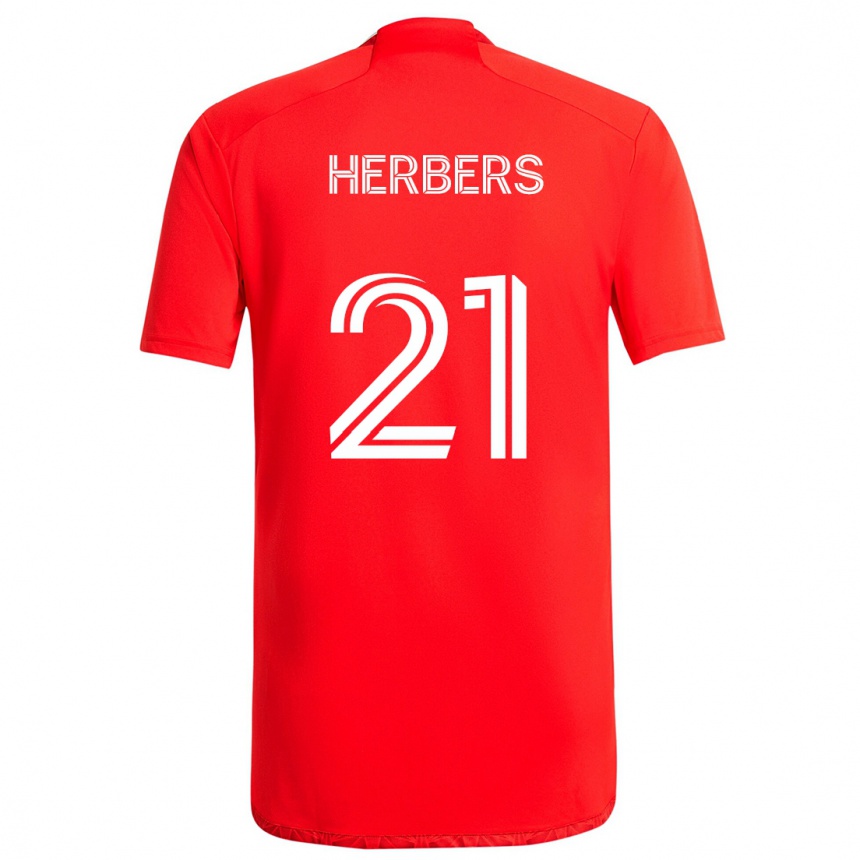 Férfi Labdarúgás Fabian Herbers #21 Piros Fehér Hazai Jersey 2024/25 Mez Póló Ing