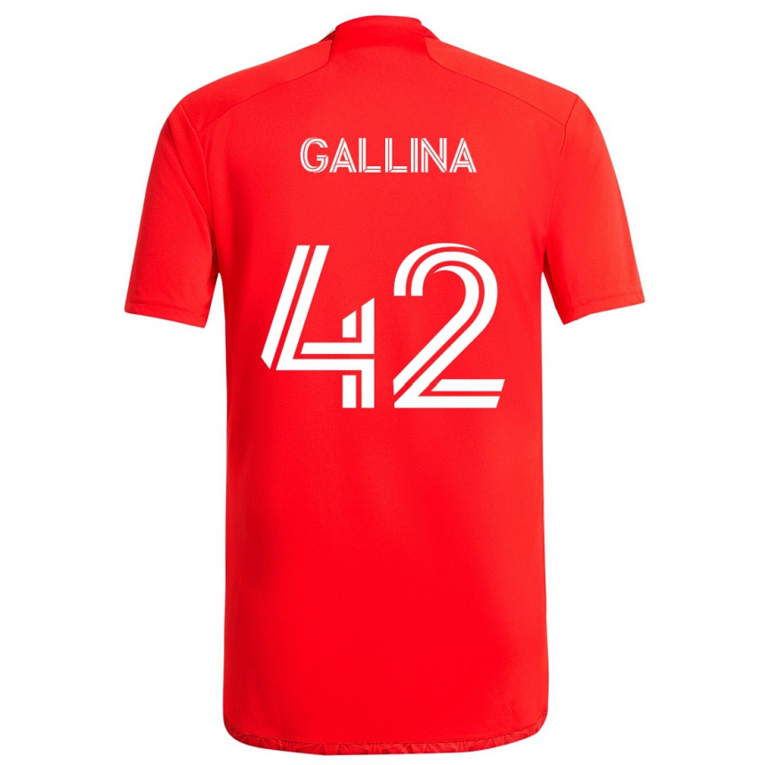 Férfi Labdarúgás Henrique Gallina #42 Piros Fehér Hazai Jersey 2024/25 Mez Póló Ing