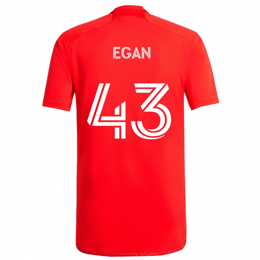 Férfi Labdarúgás Noah Egan #43 Piros Fehér Hazai Jersey 2024/25 Mez Póló Ing