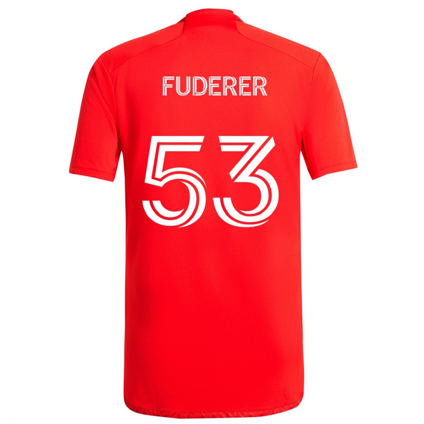 Férfi Labdarúgás Jake Fuderer #53 Piros Fehér Hazai Jersey 2024/25 Mez Póló Ing